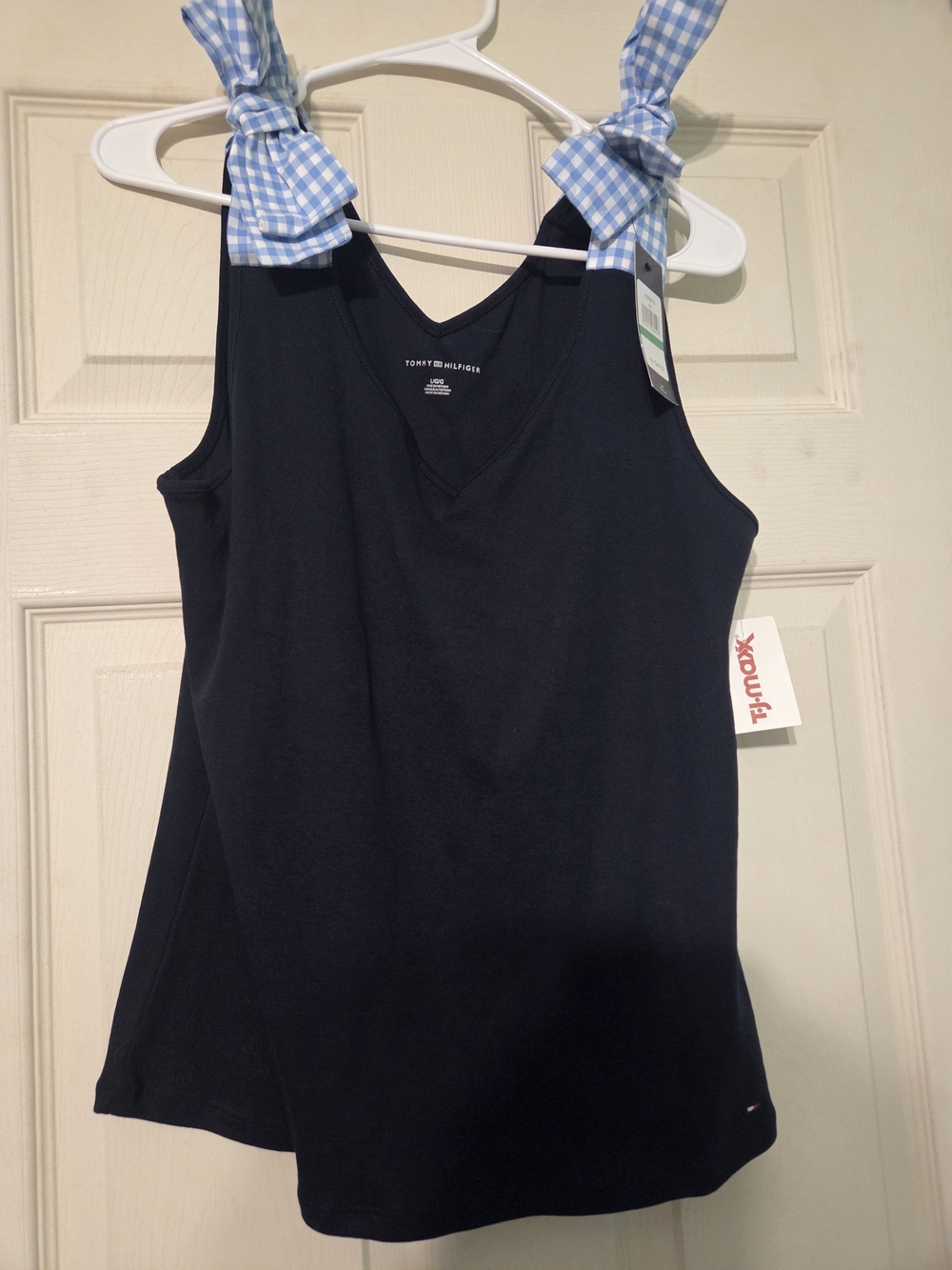 Tommy Hilfiger Women's Navy V-Neck Tank with Tie-Strap Detail